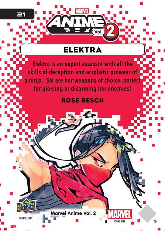 Elektra / エレクトラ 2023 Upper Deck Marvel Anime Vol.2 ベースカード #21