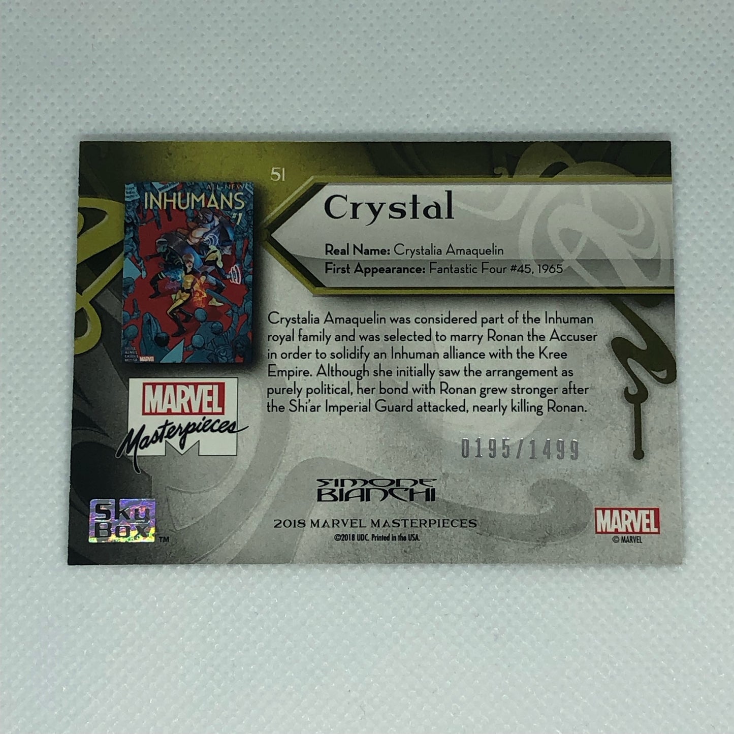 クリスタル 2018 Marvel Masterpieces ベースカード #51 1499枚限定