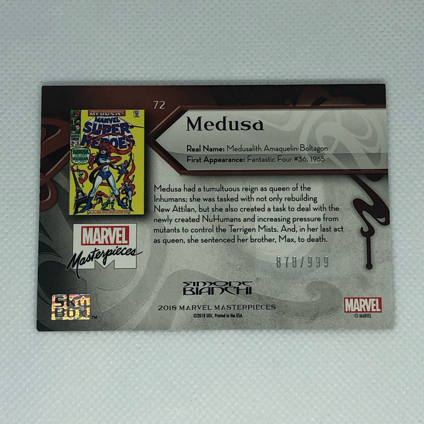 メデューサ 2018 Marvel Masterpieces ベースカード #72 999枚限定