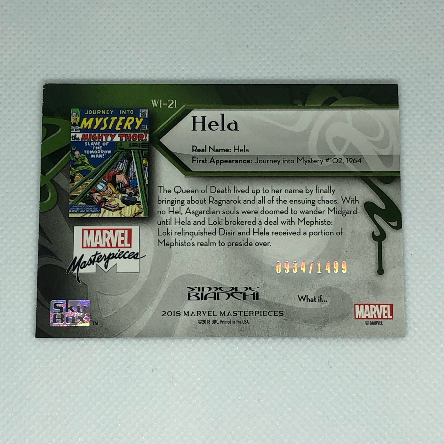 ヘラ 2018 Marvel Masterpieces What If #WI-21 1499枚限定