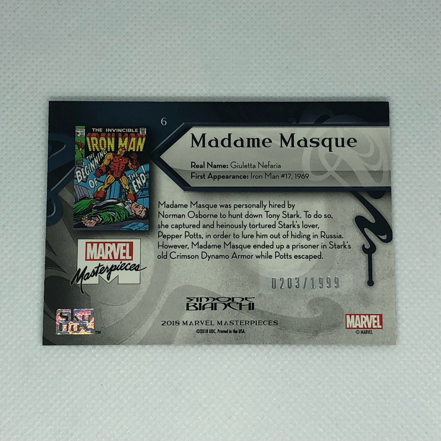 マダム・マスク 2018 Marvel Masterpieces ベースカード #6 1999枚限定