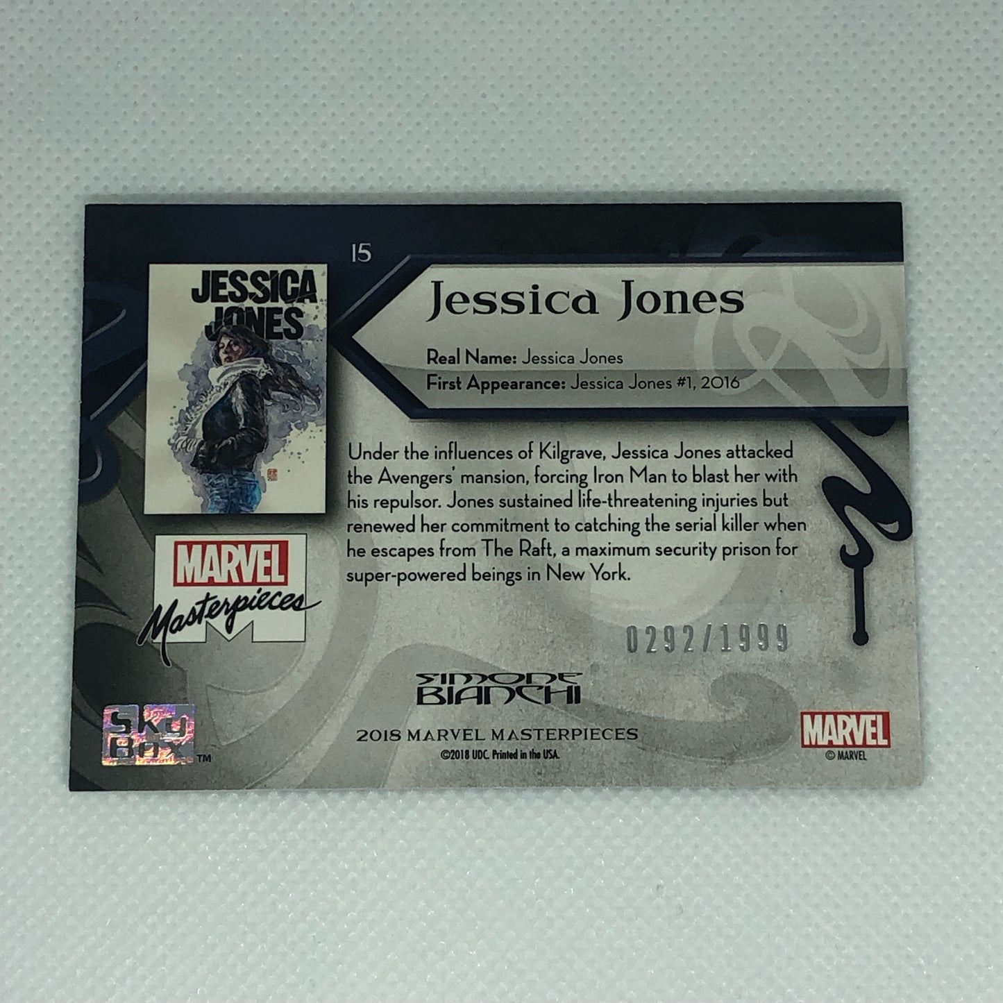 ジェシカ・ジョーンズ 2018 Marvel Masterpieces ベースカード #15 1999枚限定