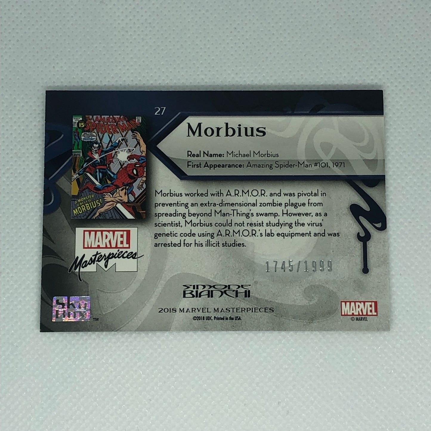 モービウス 2018 Marvel Masterpieces ベースカード #27 1999枚限定