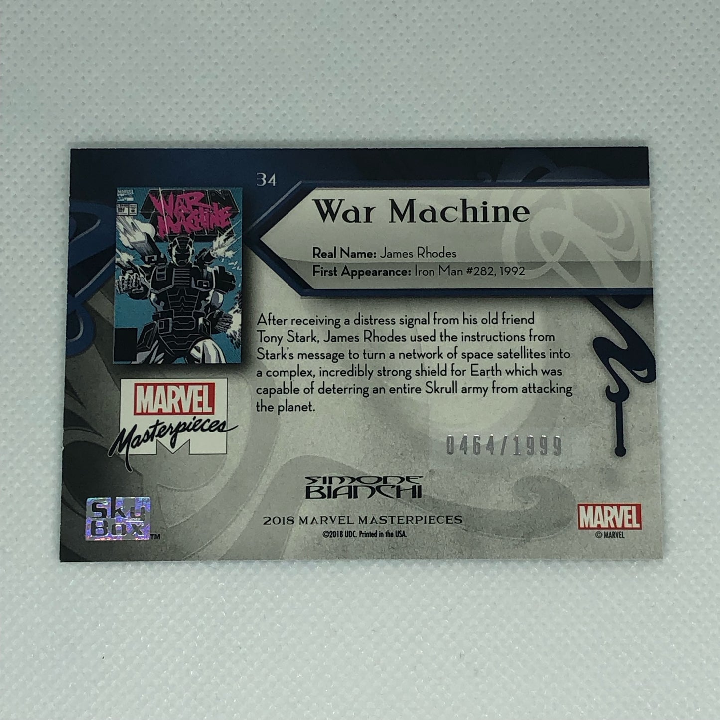 ウォーマシン 2018 Marvel Masterpieces ベースカード #34 1999枚限定