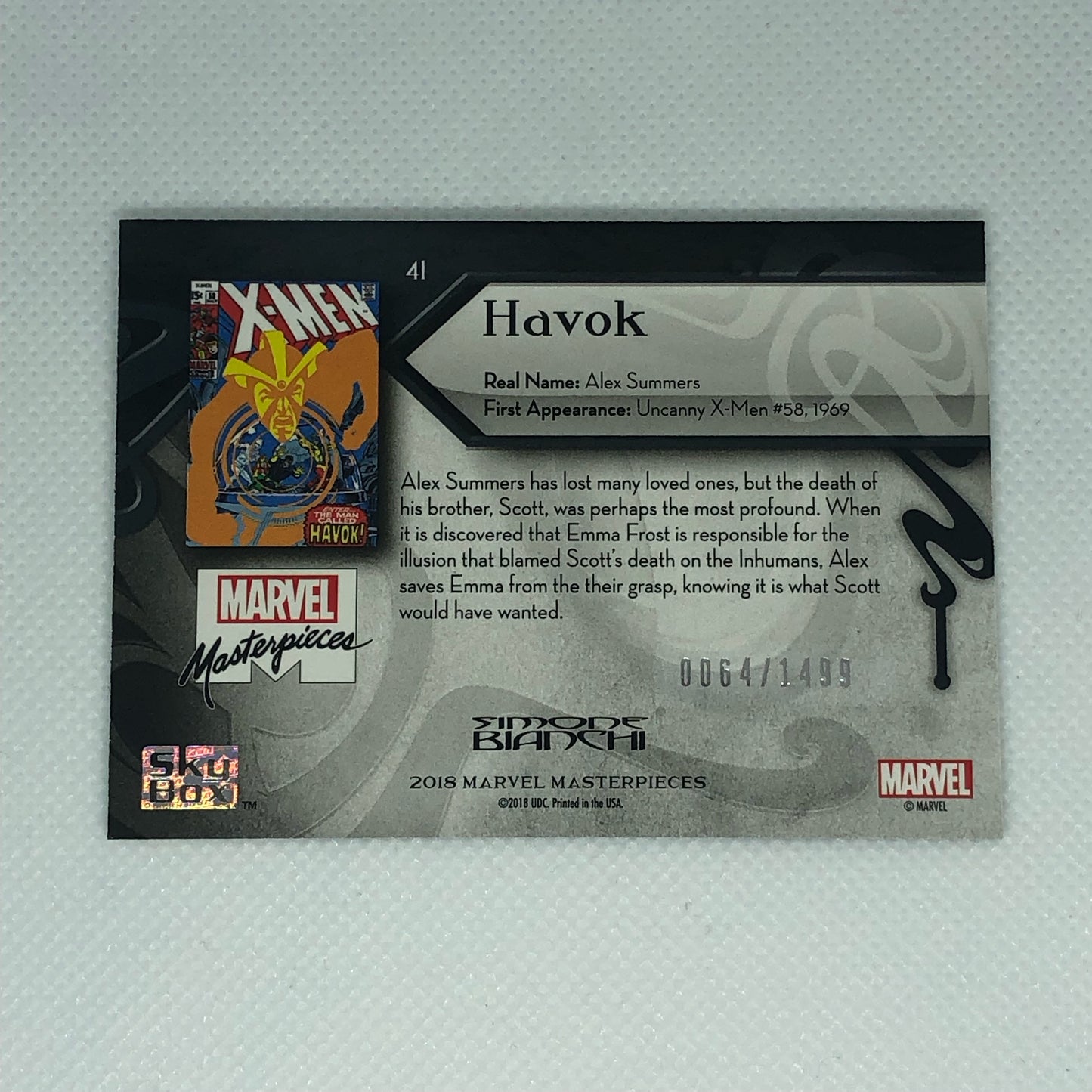 ハボック 2018 Marvel Masterpieces ベースカード #41 1499枚限定