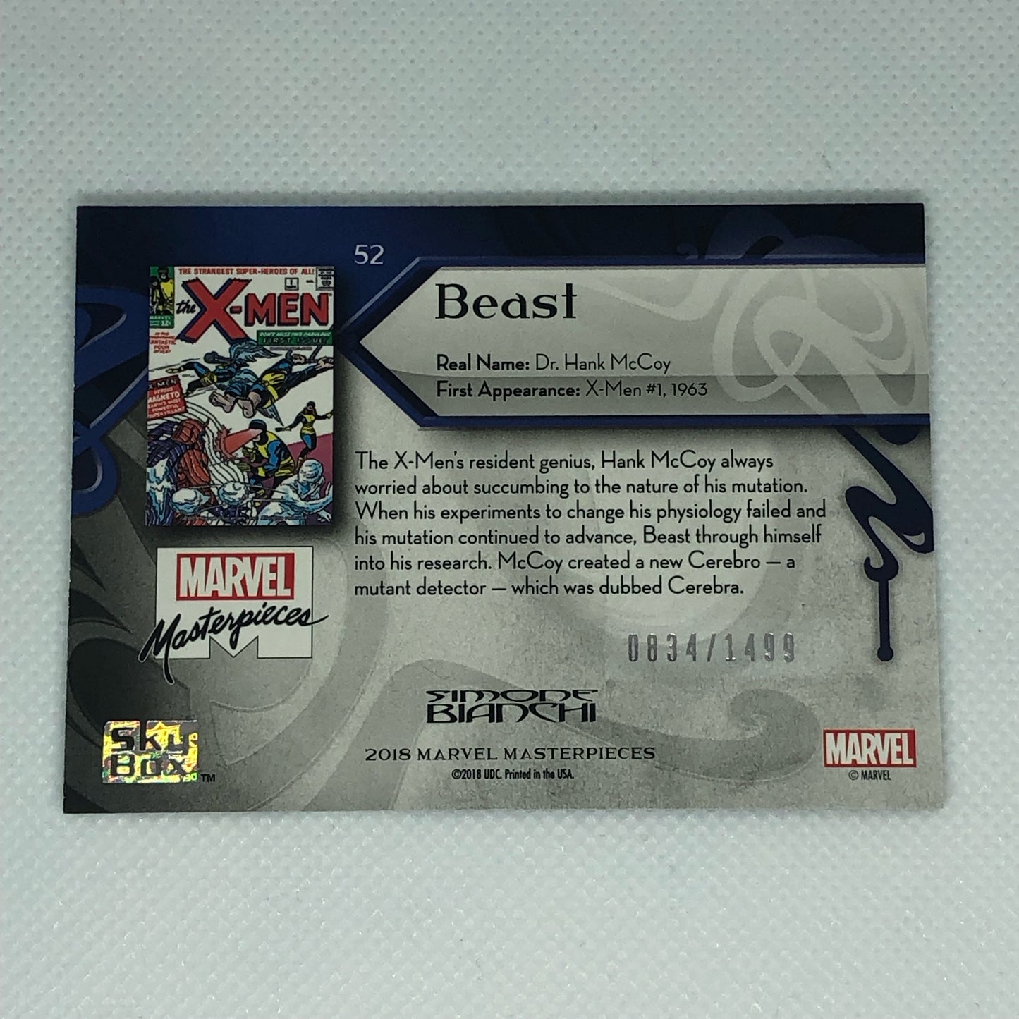 ビースト 2018 Marvel Masterpieces ベースカード #52 1499枚限定