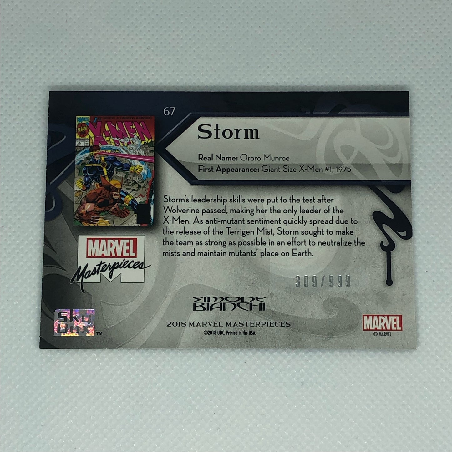 ストーム 2018 Marvel Masterpieces ベースカード #67 999枚限定