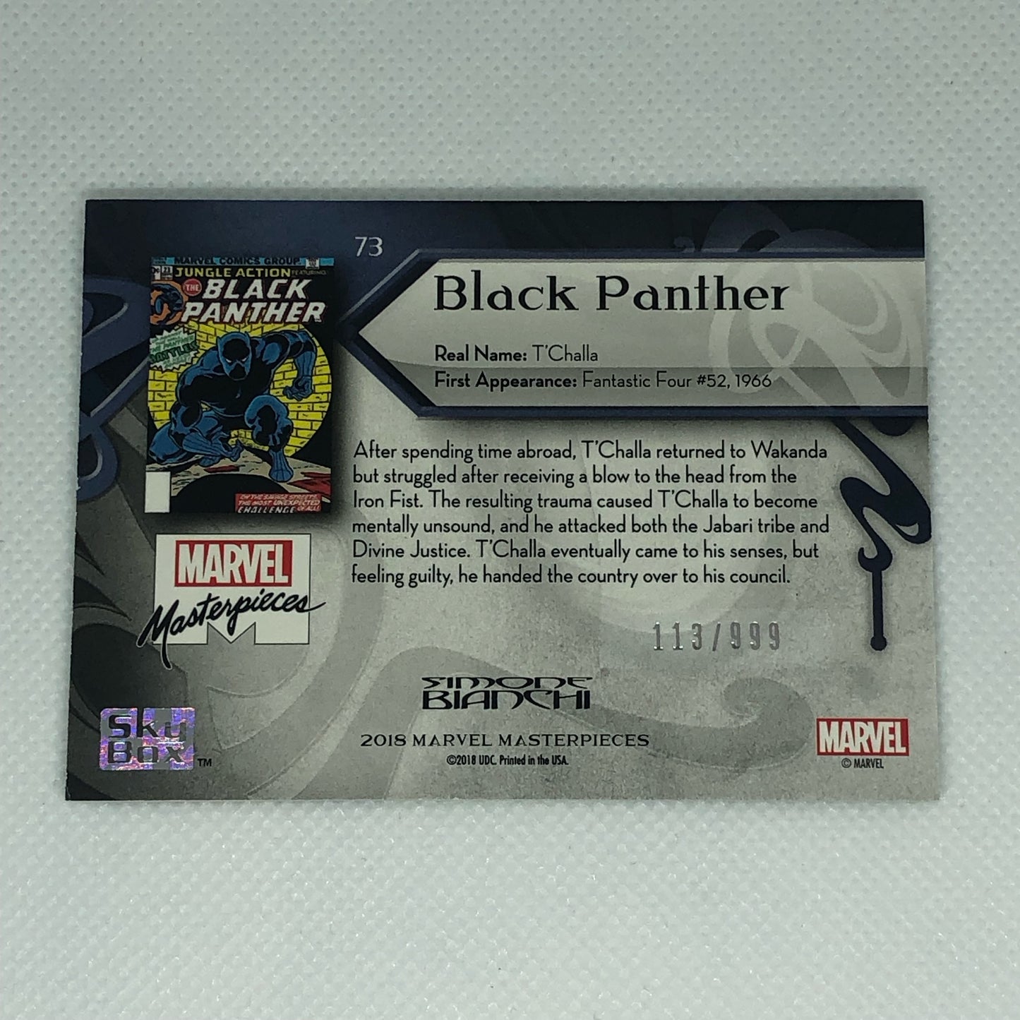 ブラックパンサー 2018 Marvel Masterpieces ベースカード #73 999枚限定