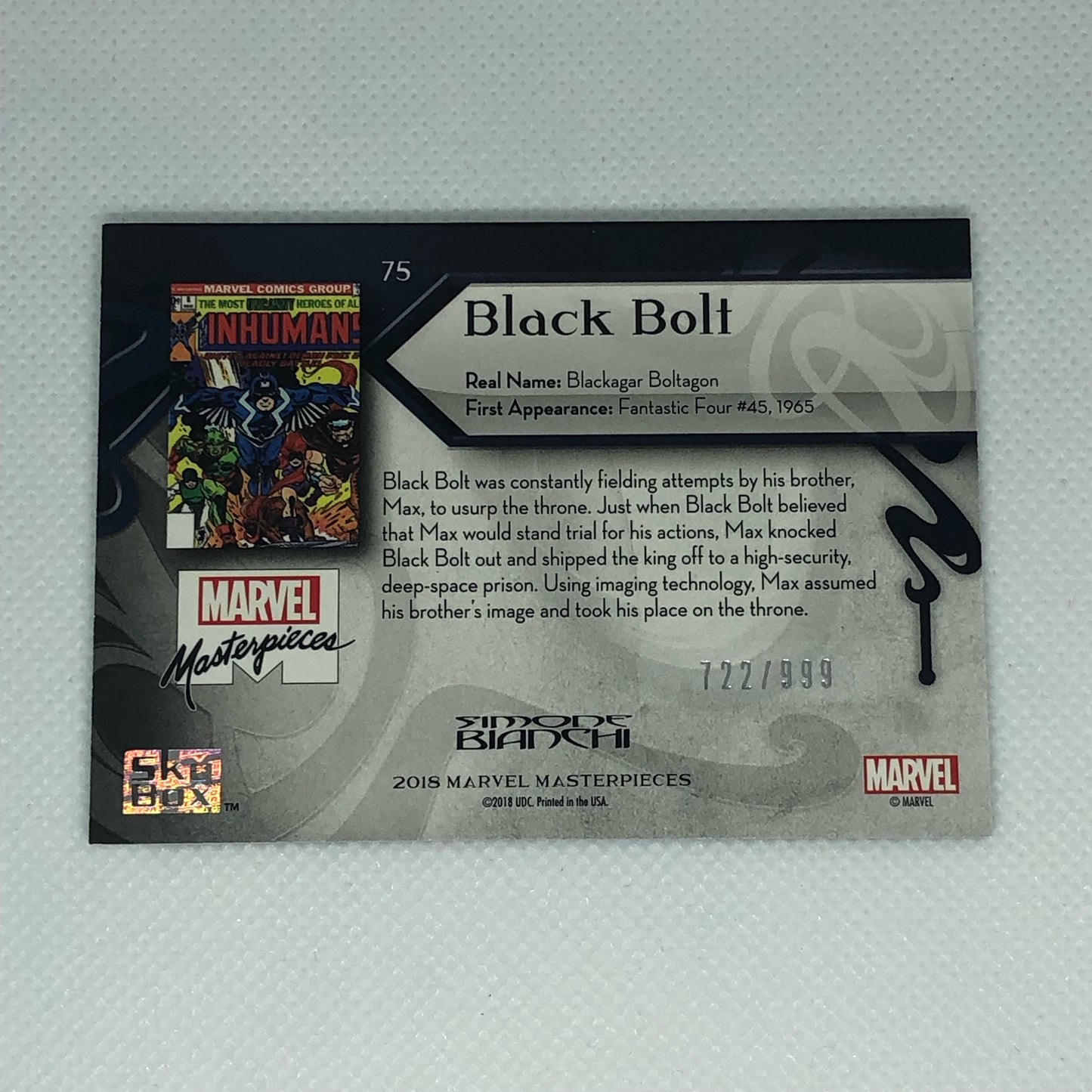 ブラックボルト 2018 Marvel Masterpieces ベースカード #75 999枚限定