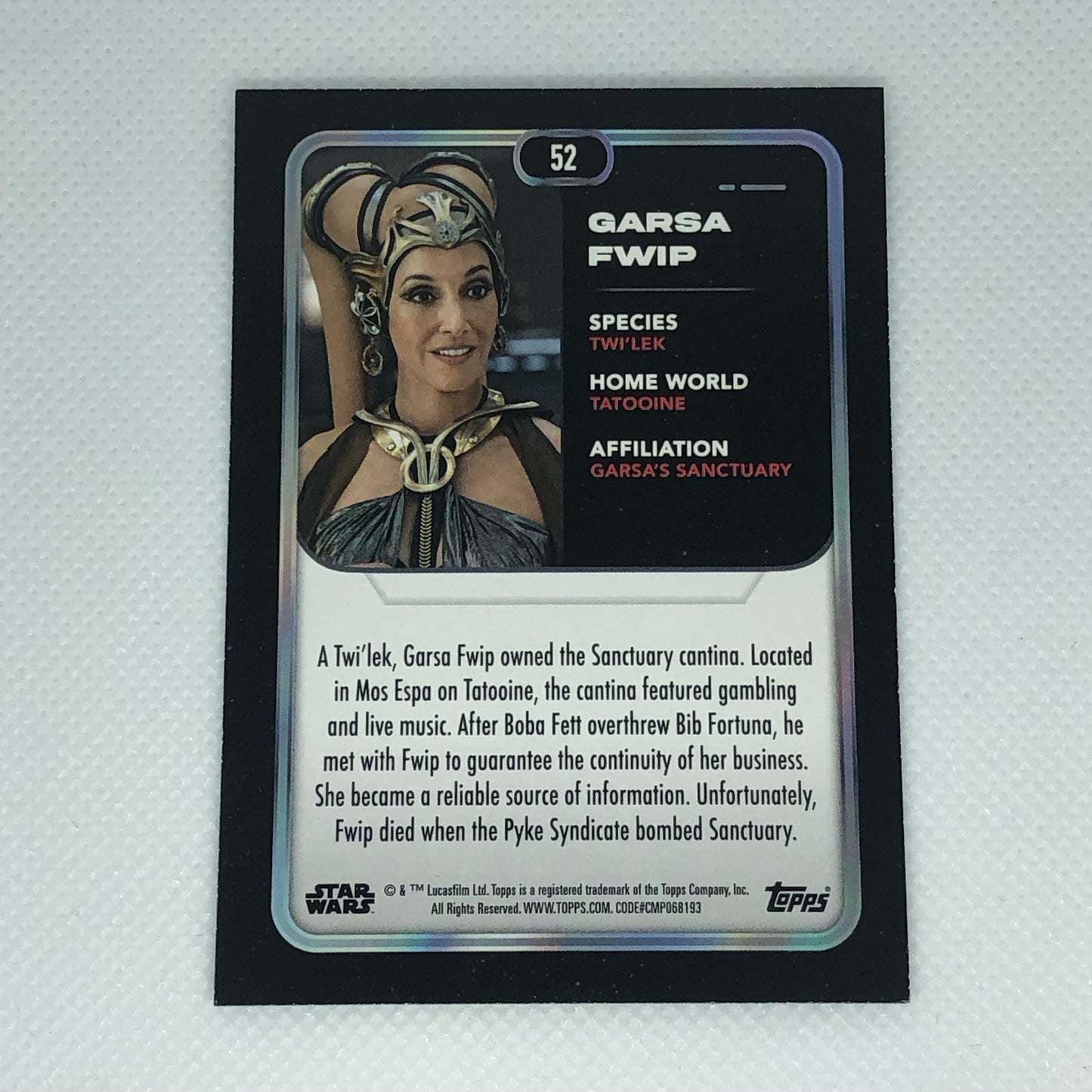 ガーザ・フウィップ 2023 Topps Star Wars ベースカード #52