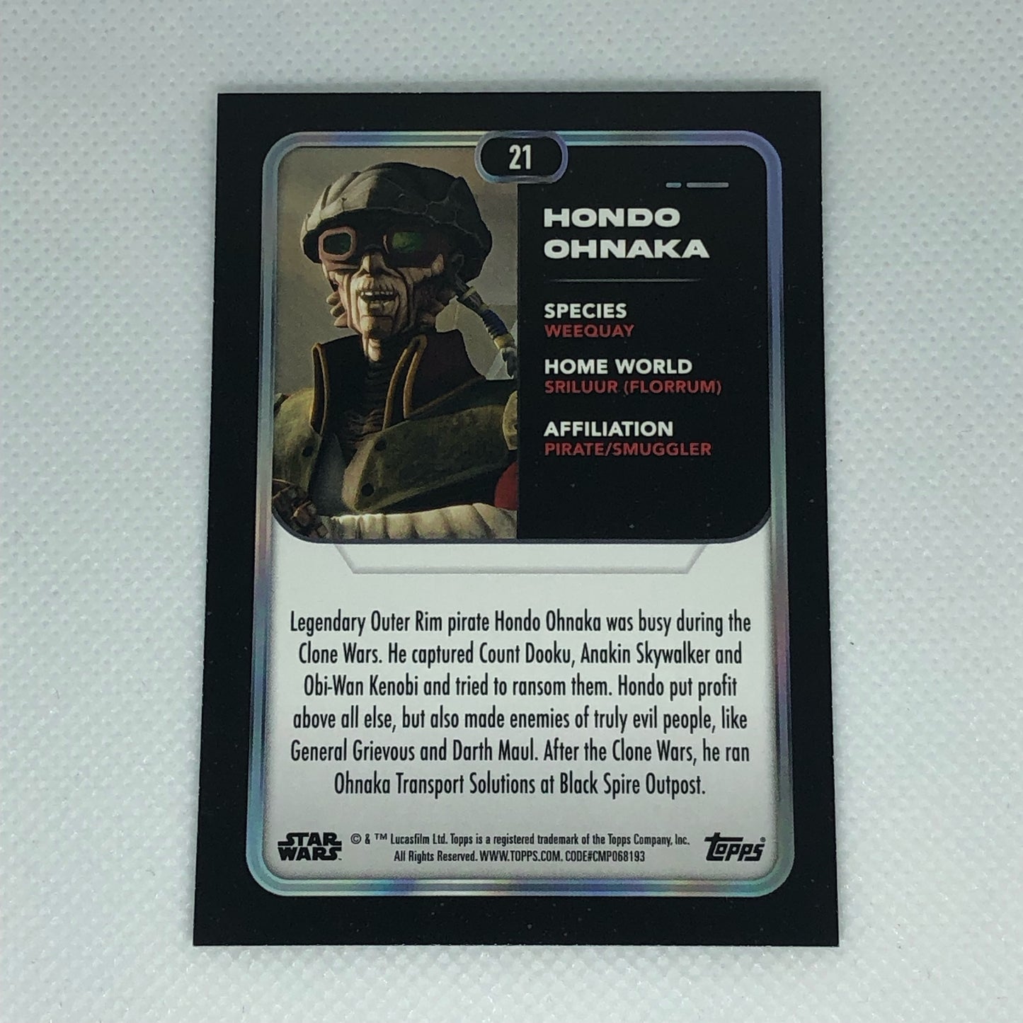 ホンドー・オナカー 2023 Topps Star Wars ベースカード #21