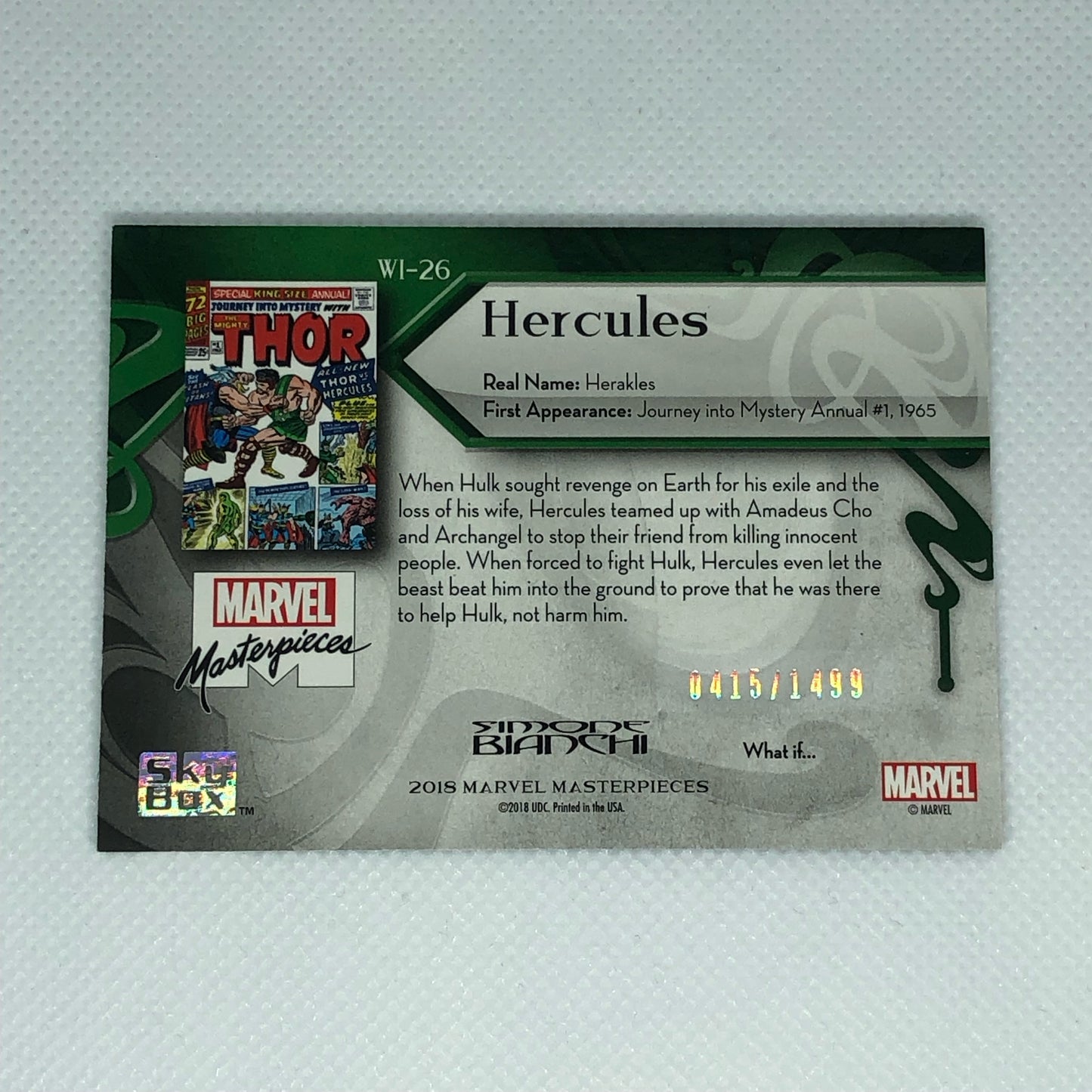 ハーキュリーズ 2018 Marvel Masterpieces What If #WI-26 1499枚限定