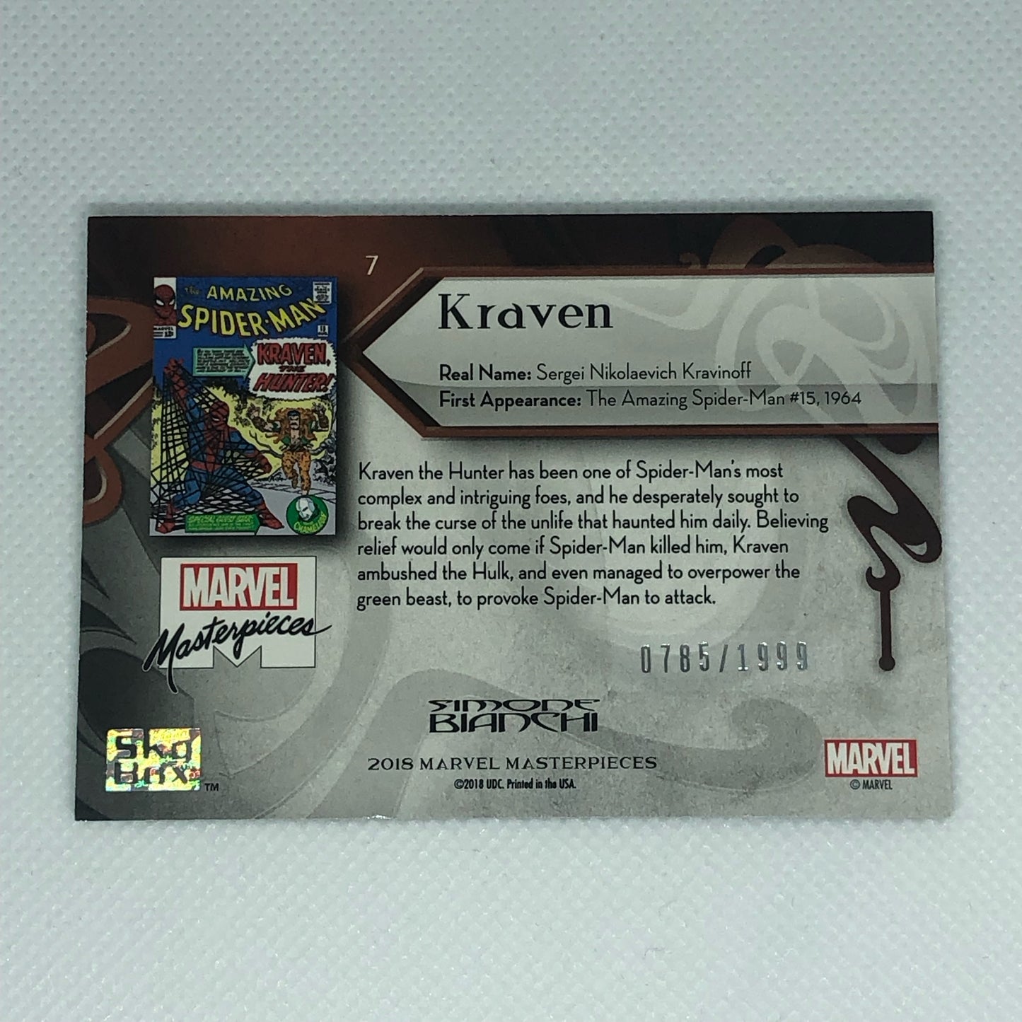 クレイヴン 2018 Marvel Masterpieces ベースカード #7 1999枚限定